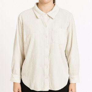 croft & barrow button down front Longsleeve cream corduroy Shirt/Jacket, XL, NEW